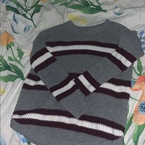 Maroon & Grey Striped Sweater